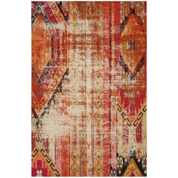 SAFAVIEH Monaco Risto Abstract Area Rug, Orange/Multi, 6'7" x 9'2"