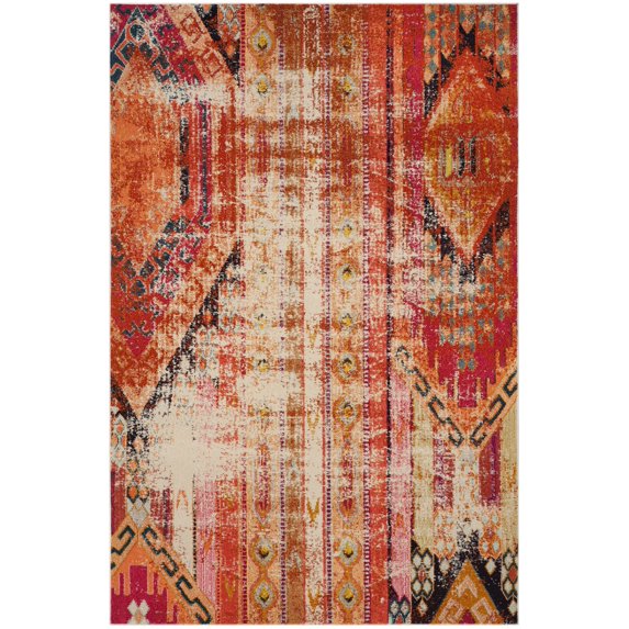 SAFAVIEH Monaco Risto Abstract Area Rug, Orange/Multi, 6'7" x 9'2"