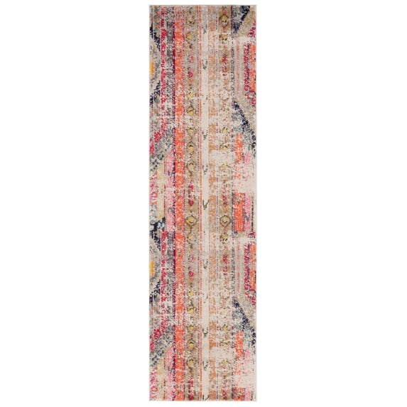 SAFAVIEH Monaco Risto Abstract Runner Rug, Light Grey/Multi, 2'2" x 10'