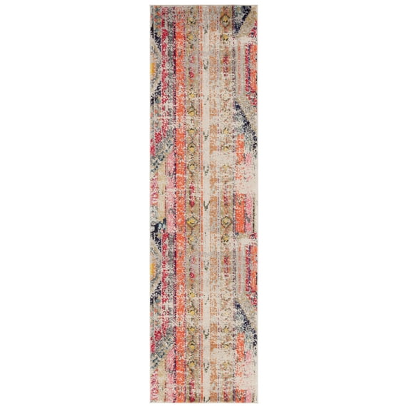 SAFAVIEH Monaco Risto Abstract Runner Rug, Light Grey/Multi, 2'2" x 18'