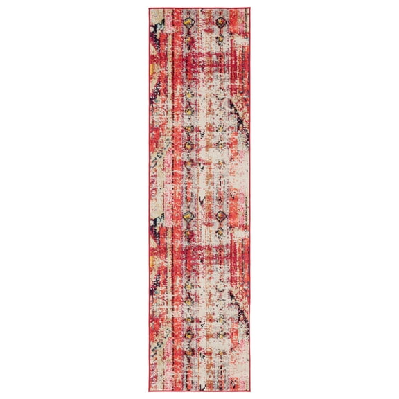 SAFAVIEH Monaco Risto Abstract Runner Rug, Magenta/Multi, 2'2" x 8'