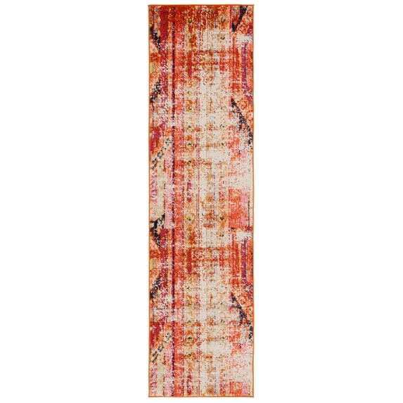 SAFAVIEH Monaco Risto Abstract Runner Rug, Orange/Multi, 2'2" x 12'