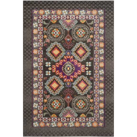 SAFAVIEH Monaco Rosalynne Bordered Area Rug, Brown/Multi, 6'7" x 9'2"