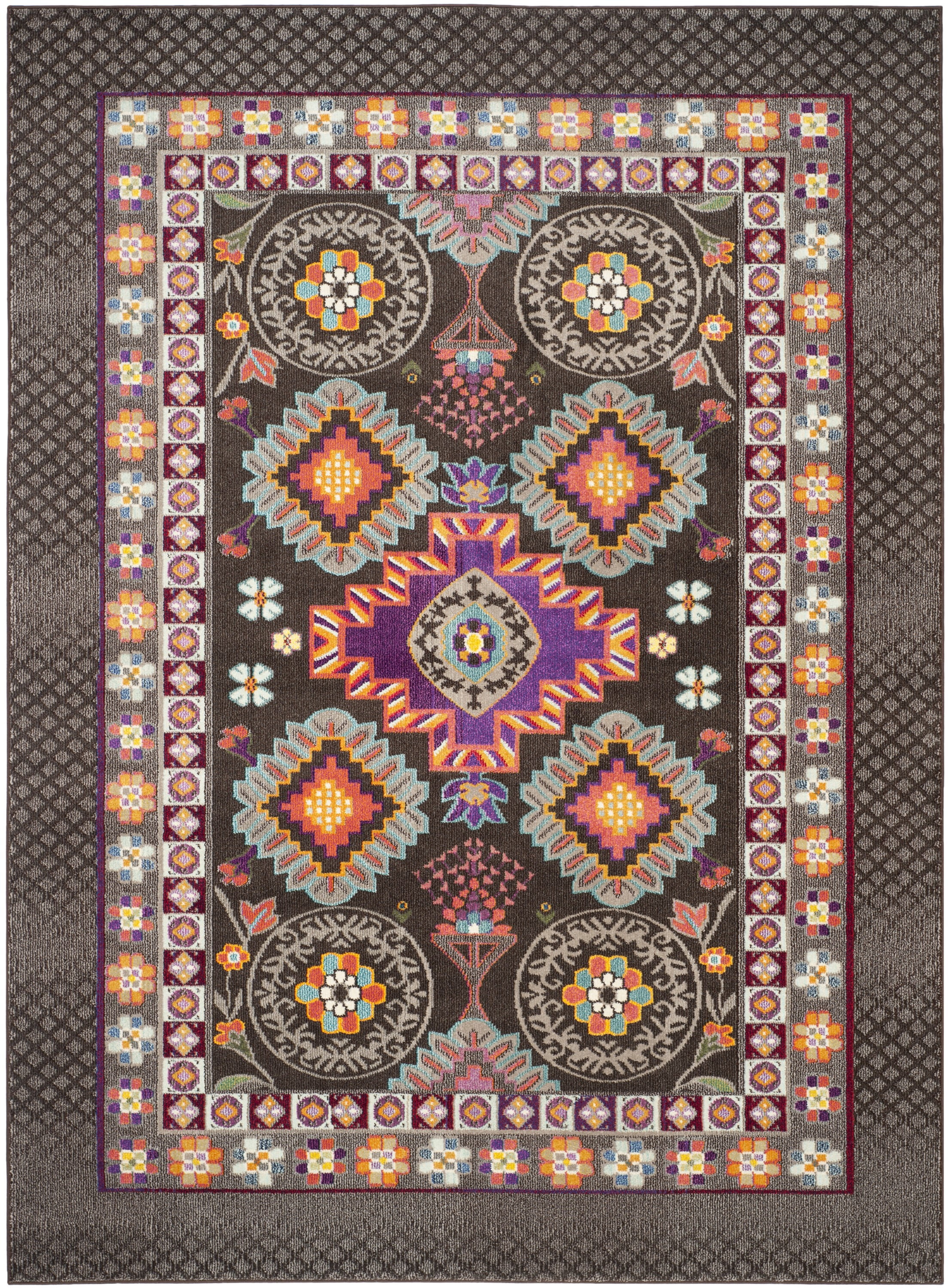 Monaco 8' x 11' Brown and Multicolor Synthetic Rectangular Area Rug