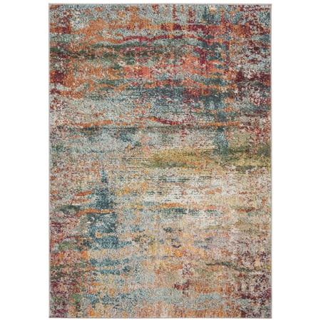 SAFAVIEH Monaco Rowena Abstract Area Rug, Teal/Orange, 2'2" x 4'