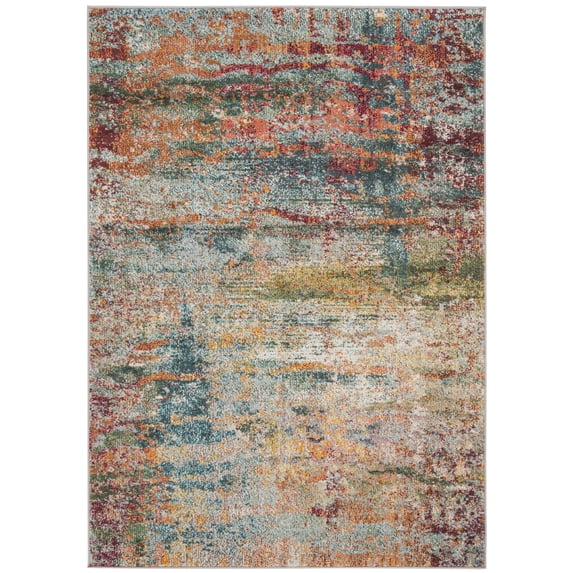 SAFAVIEH Monaco Rowena Abstract Area Rug, Teal/Orange, 2'2" x 4'
