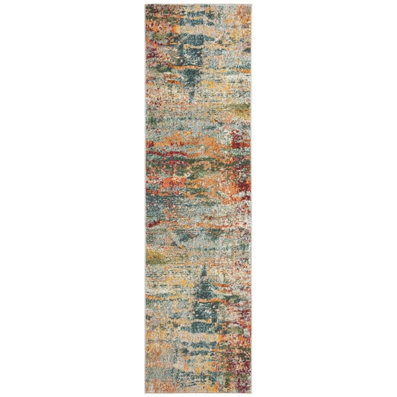 SAFAVIEH Monaco Rowena Abstract Runner Rug, Teal/Orange, 2'2" X 6'