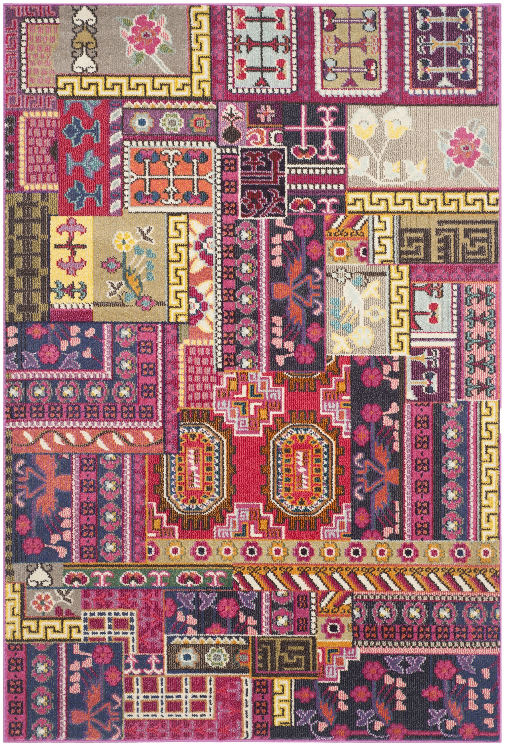 Multicolor Patchwork Synthetic Rectangular Area Rug, 5'-1" x 7'-7"