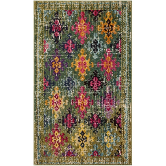 SAFAVIEH Monaco Sally Geometric Area Rug, Green/Multi, 3' x 5'