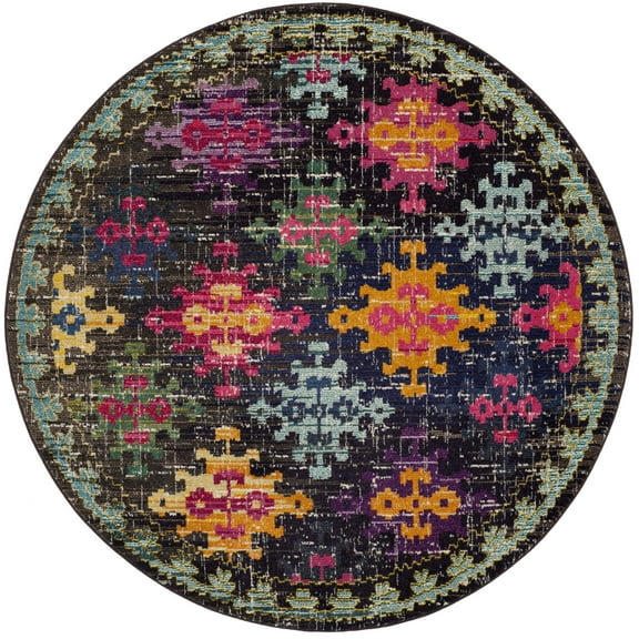 SAFAVIEH Monaco Sally Geometric Area Rug, Multi, 6'7" x 6'7" Round
