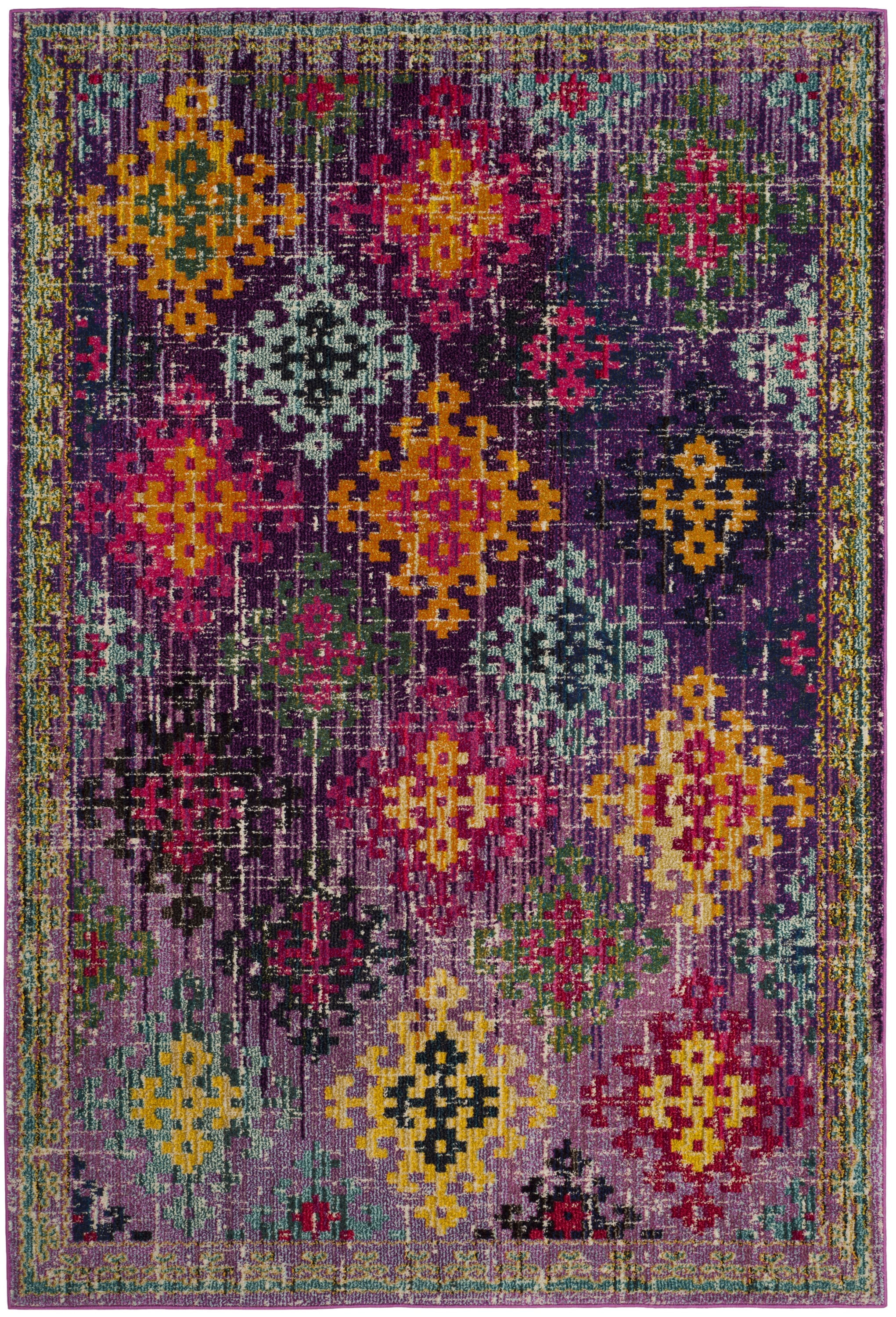 Elegant Monaco 59'' Rectangular Purple Multi Geometric Area Rug