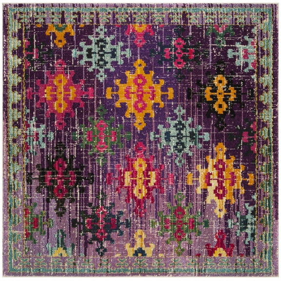 SAFAVIEH Monaco Sally Geometric Area Rug, Purple/Multi, 6'7" x 6'7" Square