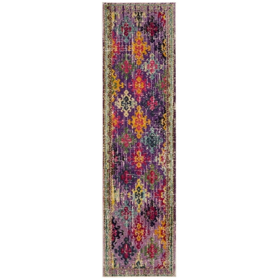 SAFAVIEH Monaco Sally Geometric Runner Rug, Purple/Multi, 2'2" x 8'