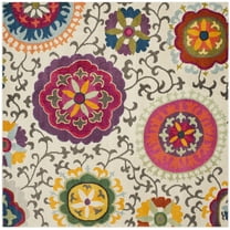 SAFAVIEH Monaco Savannah Floral Area Rug, Ivory/Multi, 4' x 4' Square