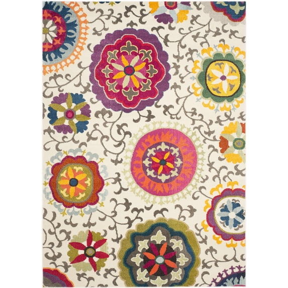 SAFAVIEH Monaco Savannah Floral Area Rug, Ivory/Multi, 6'7" x 9'2"