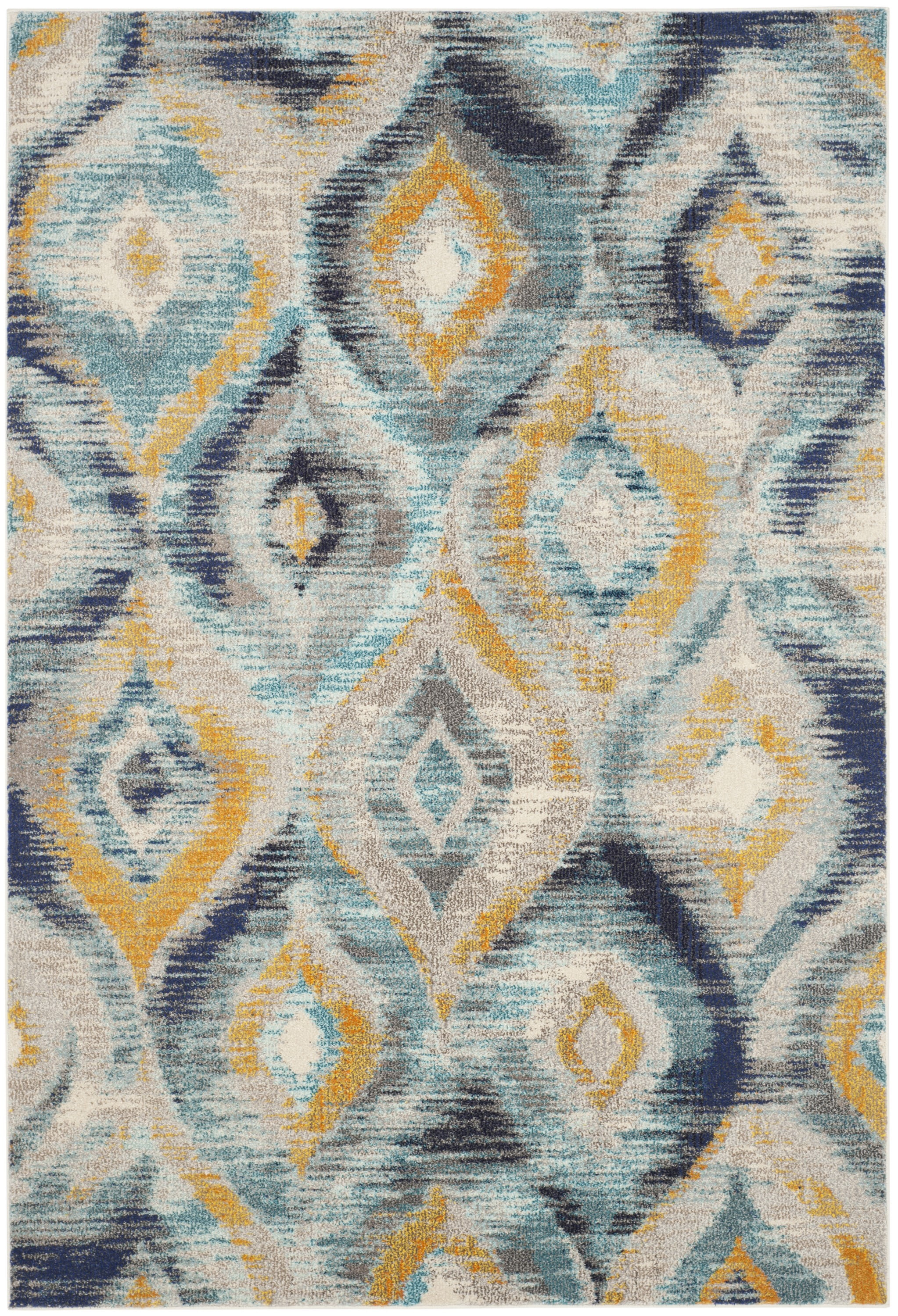 Bohemian Chic Blue Multi Hand-Knotted 3'x5' Synthetic Area Rug