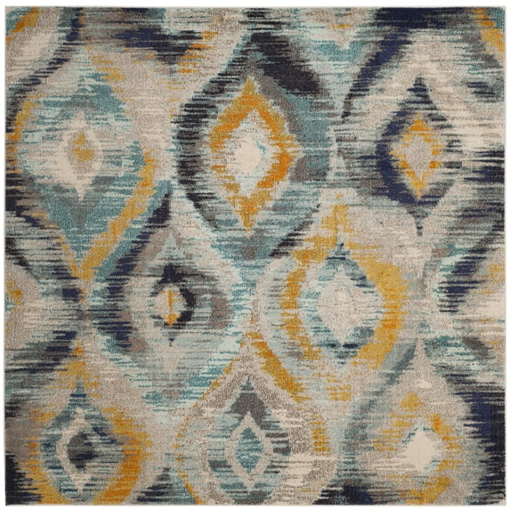 SAFAVIEH Monaco Sharyl Abstract Area Rug, Blue/Multi, 6'7" x 6'7" Square