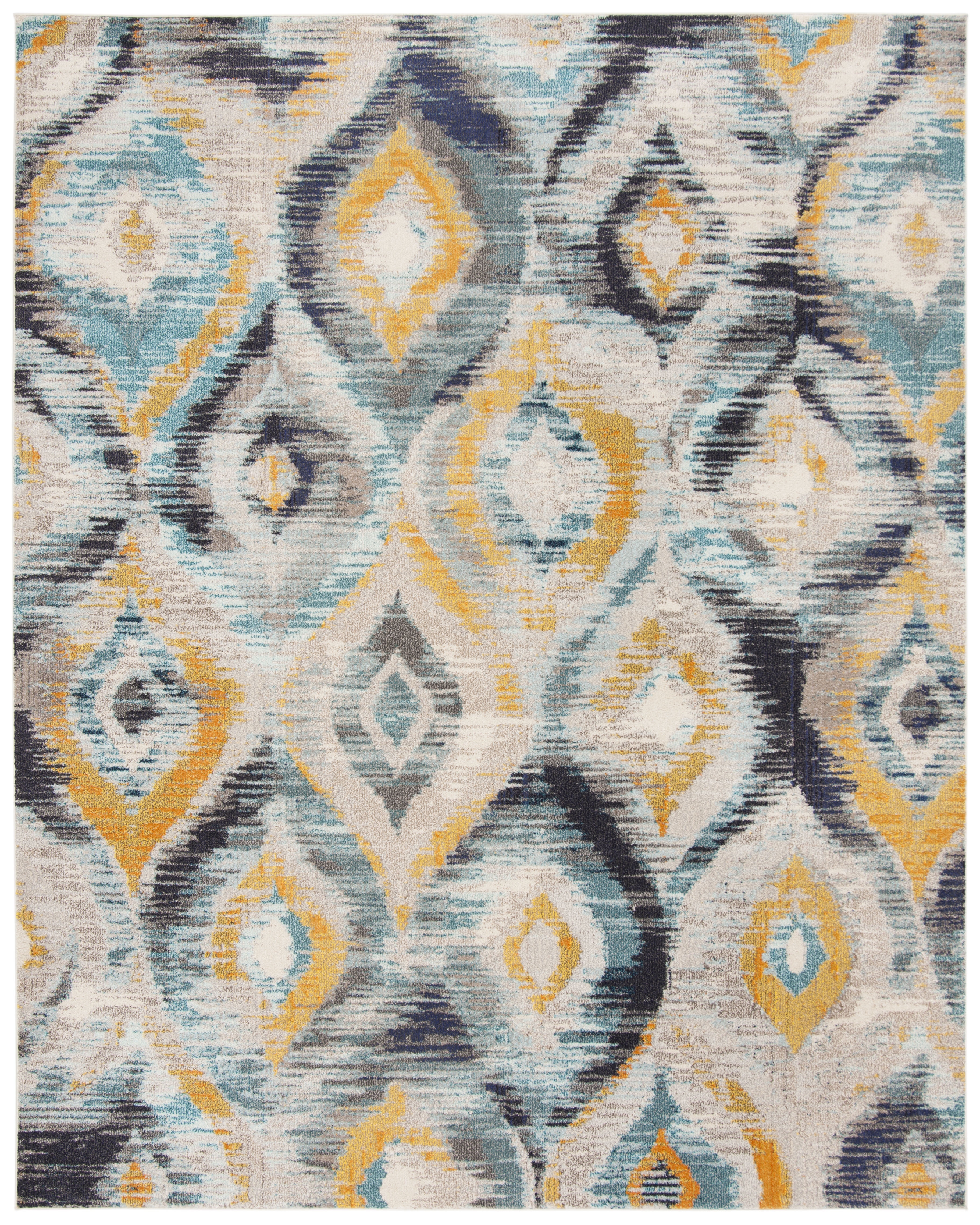 Elegance Monaco Blue and Multicolor 8x10 Modern Area Rug