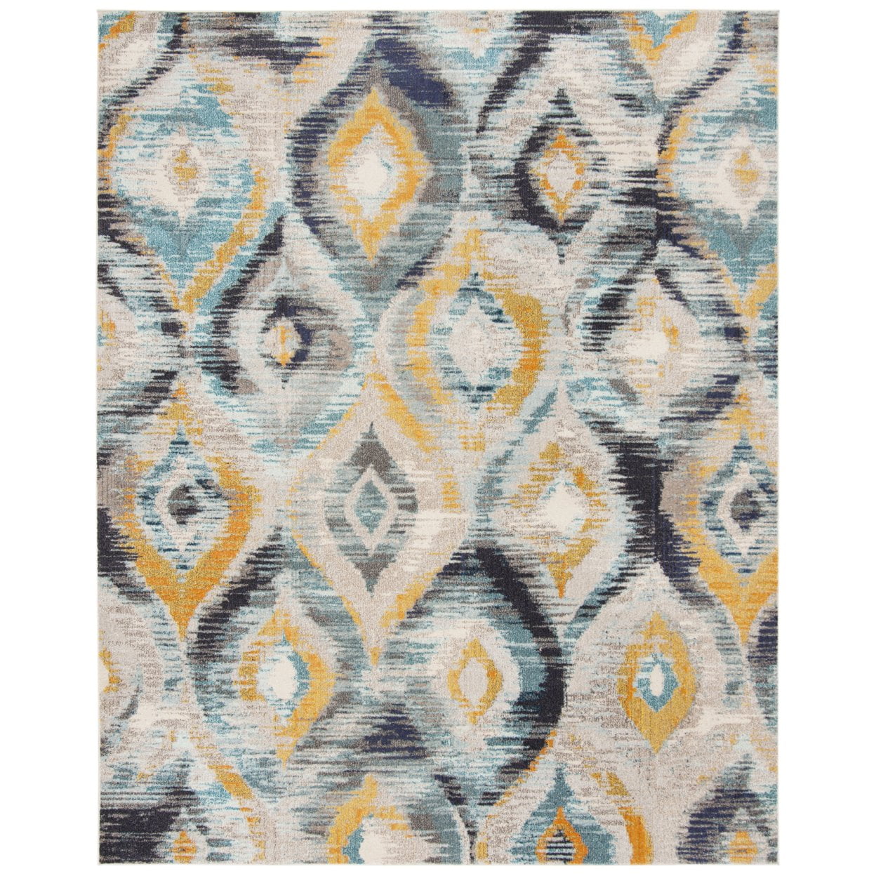 Boho-Chic Blue and Multi Hand-Knotted Synthetic Area Rug