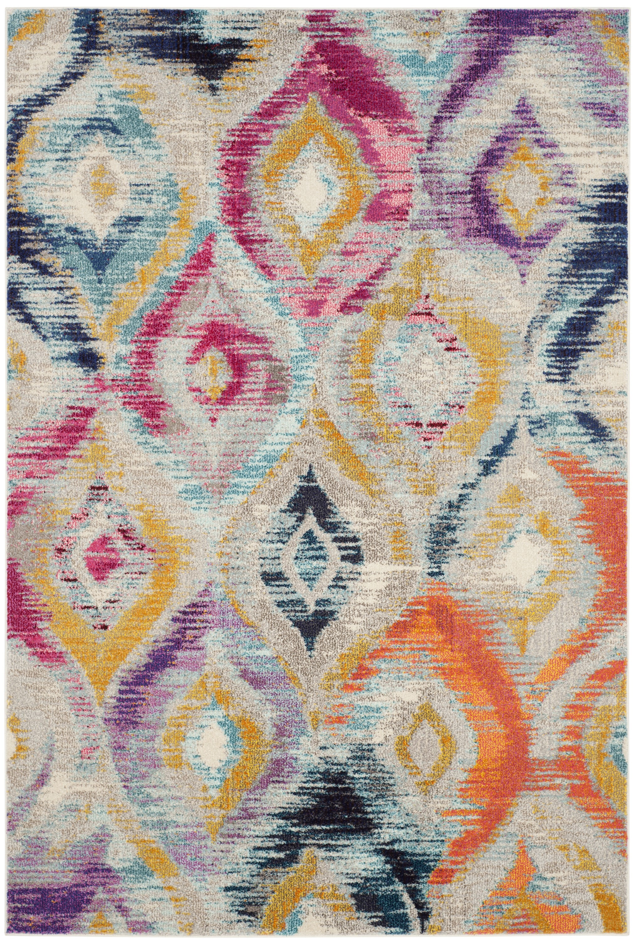 Boho-Chic Multicolor Synthetic Rectangular Area Rug