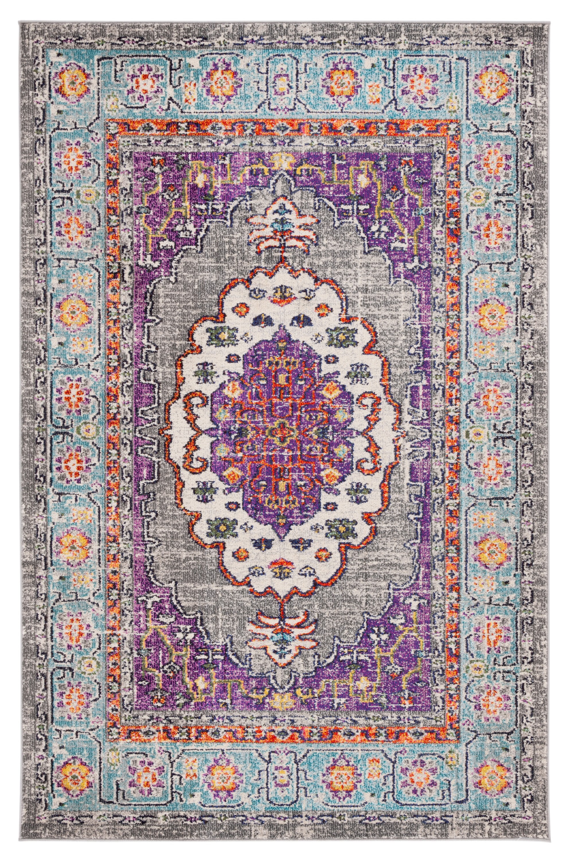 Elysian Light Blue Reversible Hand-Knotted Synthetic Area Rug, 6'7" x 9'2"