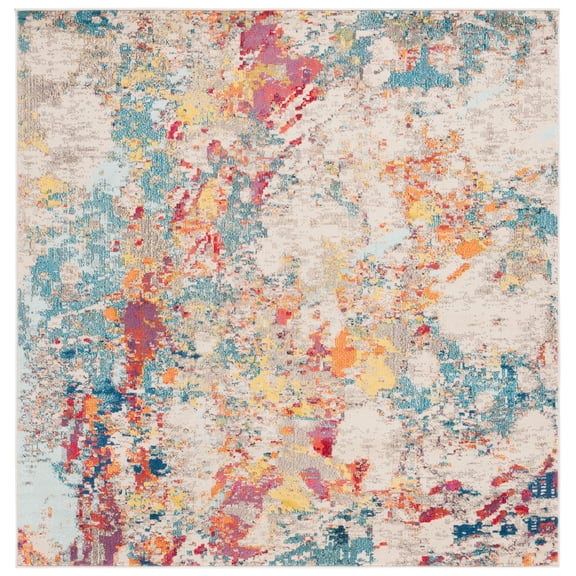 SAFAVIEH Monaco Teagan Abstract Area Rug, Ivory/Multi, 6'7" x 6'7" Square