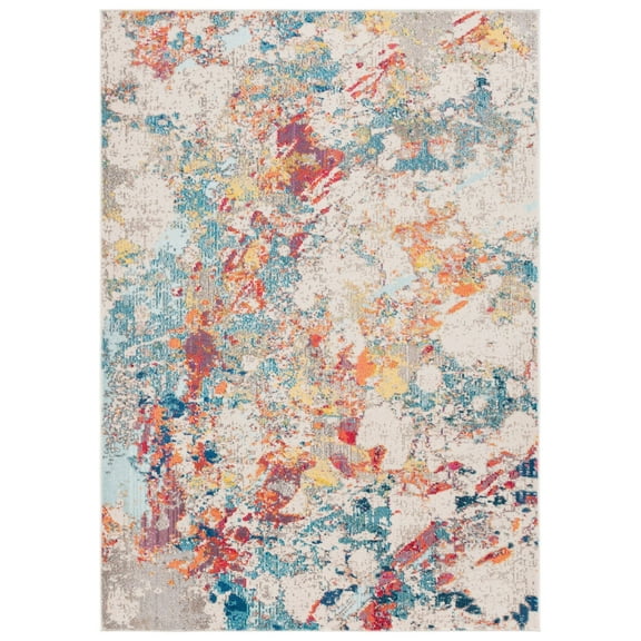 SAFAVIEH Monaco Teagan Abstract Area Rug, Ivory/Multi, 9' x 12'