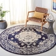 thumbnail image 1 of SAFAVIEH Round Rug 6'7" - Monaco Collection - Traditional Design, Ivory & Navy, Ideal for Living Room, Bedroom, Dining Space, 1 of 9