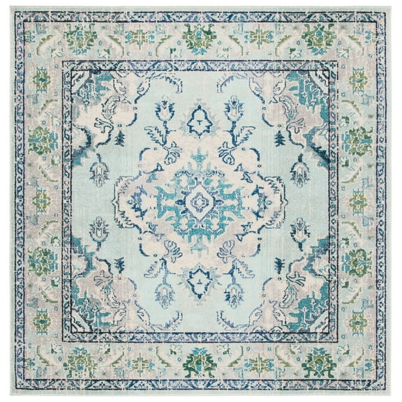 SAFAVIEH Monaco Toria Oriental Area Rug, Light Blue/Ivory, 5' x 5' Square