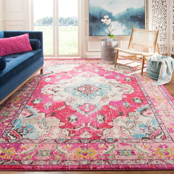 SAFAVIEH Area Rug 9x12 - Monaco Collection - Large - Traditional Design, Pink & Multi, Ideal for Living Room, Bedroom, Dining Space