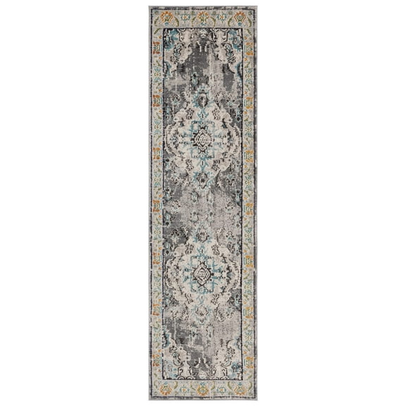 SAFAVIEH Monaco Toria Oriental Runner Rug, Grey/Light Blue, 2'2" x 14'