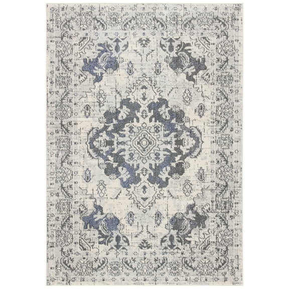 SAFAVIEH Monaco Toria Traditional Area Rug, Ivory/Grey, 6'7" X 9'2"