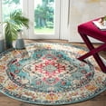 thumbnail image 1 of SAFAVIEH Round Rug 5' - Monaco Collection - Traditional Design, Light Blue & Fuchsia, Ideal for Living Room, Bedroom, Dining Space, 1 of 7