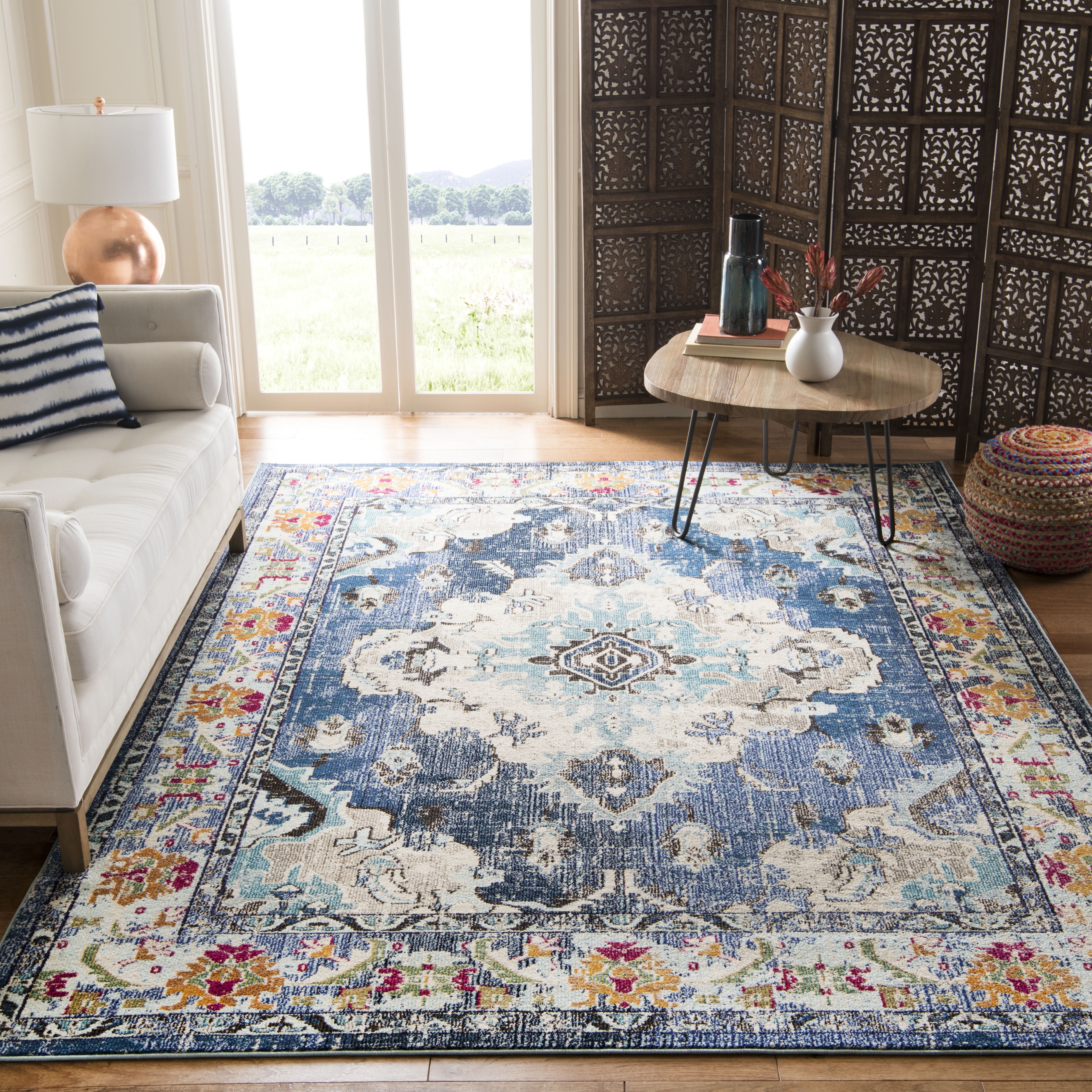 SAFAVIEH Area Rug 12x18 - Monaco Collection - X-Large - Traditional Design, Navy & Light Blue, Ideal for Living Room, Bedroom, Dining Space