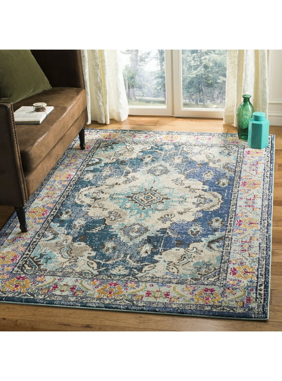 SAFAVIEH Monaco Toria Traditional Area Rug, Navy/Light Blue, 5'1" x 7'7"