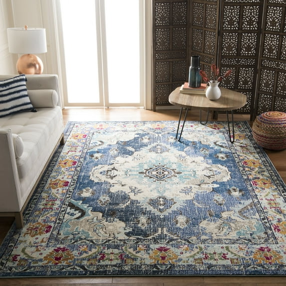 SAFAVIEH Monaco Toria Traditional Area Rug, Navy/Light Blue, 8' x 10'