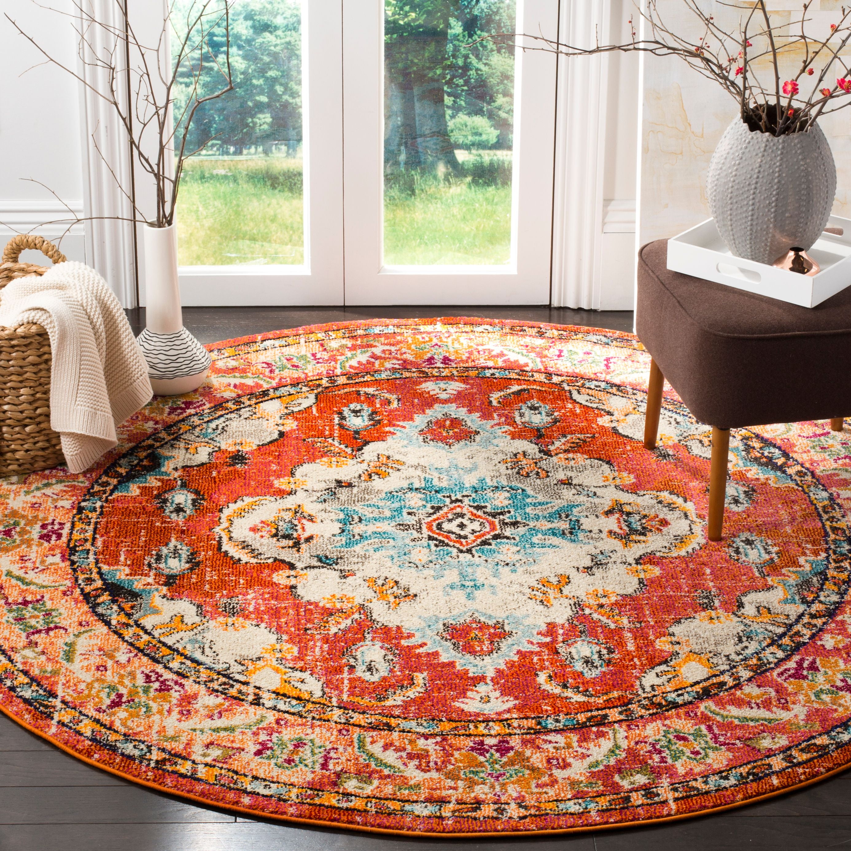 SAFAVIEH Round Rug 6'7" - Monaco Collection - Traditional Design ...