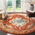 thumbnail image 1 of SAFAVIEH Round Rug 9' - Monaco Collection - Large - Traditional Design, Orange & Light Blue, Ideal for Living Room, Bedroom, Dining Space, 1 of 7