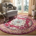 thumbnail image 1 of SAFAVIEH Round Rug 6'7" - Monaco Collection - Traditional Design, Pink & Multi, Ideal for Living Room, Bedroom, Dining Space (MNC243D), 1 of 10