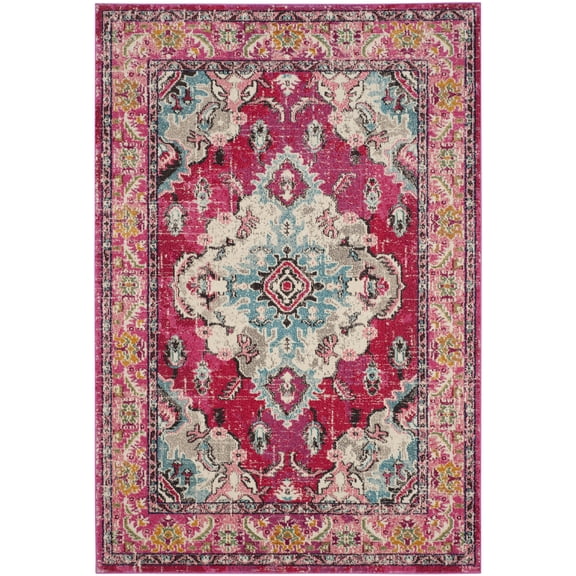 SAFAVIEH Monaco Toria Oriental Area Rug, Pink/Multi, 6'7" x 9'2" - Traditional Design, Pink & Multi, Ideal for Living Room, Bedroom, Dining Space