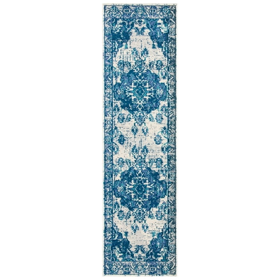 SAFAVIEH Monaco Toria Traditional Runner Rug, Ivory/Blue, 2'2" X 8'
