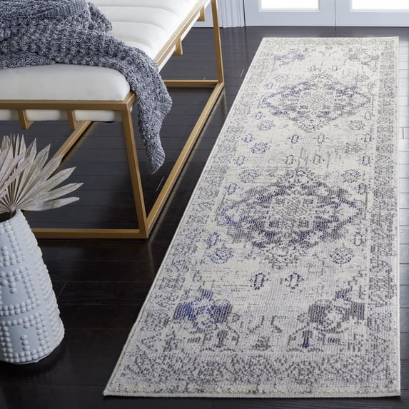SAFAVIEH Monaco Toria Traditional Runner Rug, Ivory/Grey, 2'2" X 8' - Traditional Design, Ivory & Grey, Ideal for Living Room, Bedroom, Dining Space, Entryway, Hallway, Kitchen