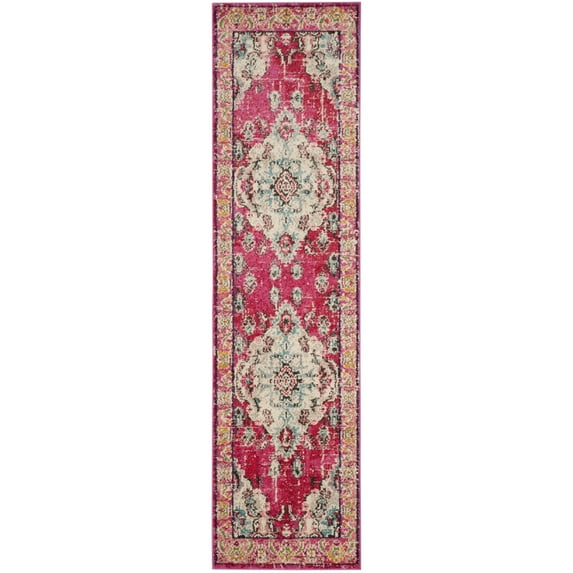SAFAVIEH Monaco Toria Traditional Runner Rug, Pink/Multi, 2'2" x 8' - Traditional Design, Pink & Multi, Ideal for Living Room, Bedroom, Dining Space, Entryway, Hallway, Kitchen