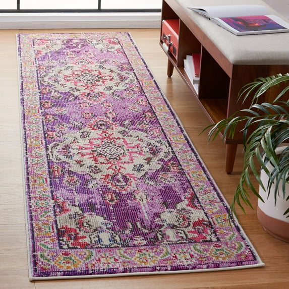 SAFAVIEH Runner Rug 2'2"x6' - Monaco Collection - Traditional Design, Violet & Fuchsia, Ideal for Living Room, Bedroom, Dining Space, Entryway, Hallway, Kitchen