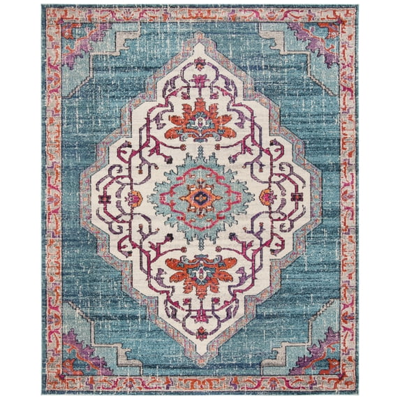 SAFAVIEH Monaco Trochez Traditional Area Rug, Blue/Multi, 6'7" x 9'2"
