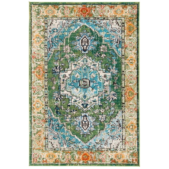 SAFAVIEH Monaco Vivyan Traditional Area Rug, Green/Turquoise, 4' X 5'7"
