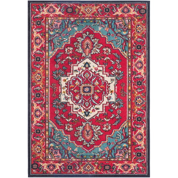 SAFAVIEH Monaco Vivyan Traditional Area Rug, Red/Turquoise, 5'1" x 7'7"
