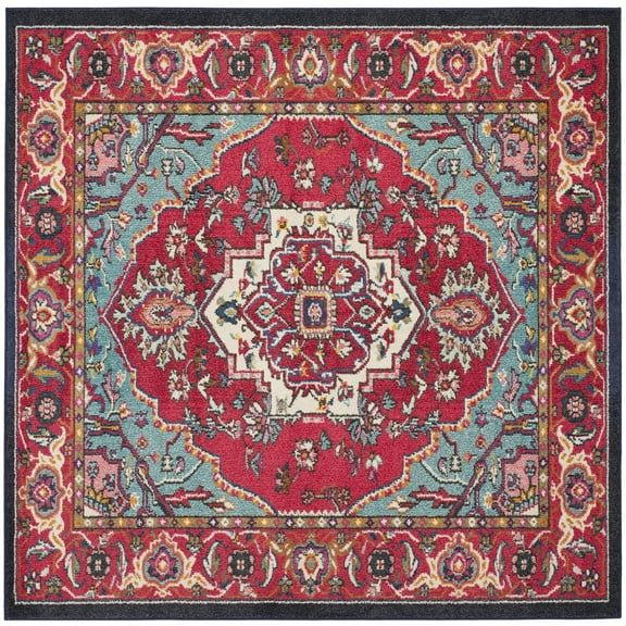 SAFAVIEH Monaco Vivyan Traditional Area Rug, Red/Turquoise, 5' x 5' Square