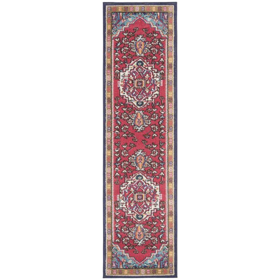 SAFAVIEH Monaco Vivyan Traditional Runner Rug, Red/Turquoise, 2'2" x 22'