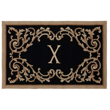 SAFAVIEH Monogram Bernica Medallion Indoor/Outdoor Area Rug, Black, 2'6" x 4'